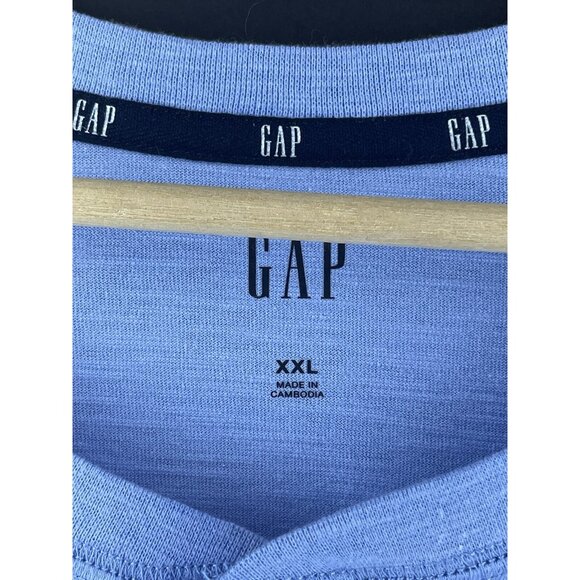 GAP Mens Blue Henley T-Shirt XXL Lightweight Cotton Blend Casual Top MSRP $34.95 - Picture 4 of 7